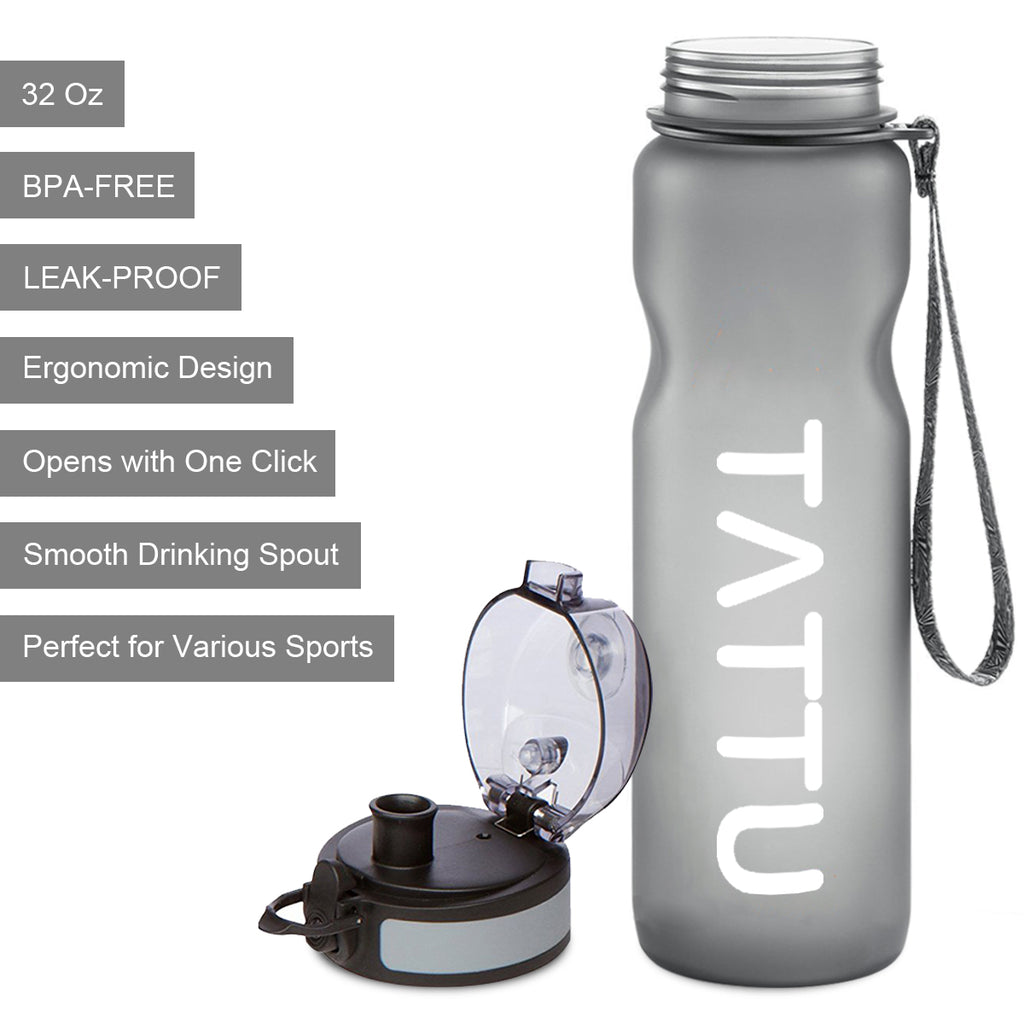 Sports Water Bottle with Leak Proof Flip Top Lid Reusable Plastic for Gym  and Outdoor,Beige,Beige，G78941 